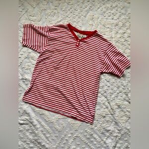 Vintage Red & White Striped Tee, Size S